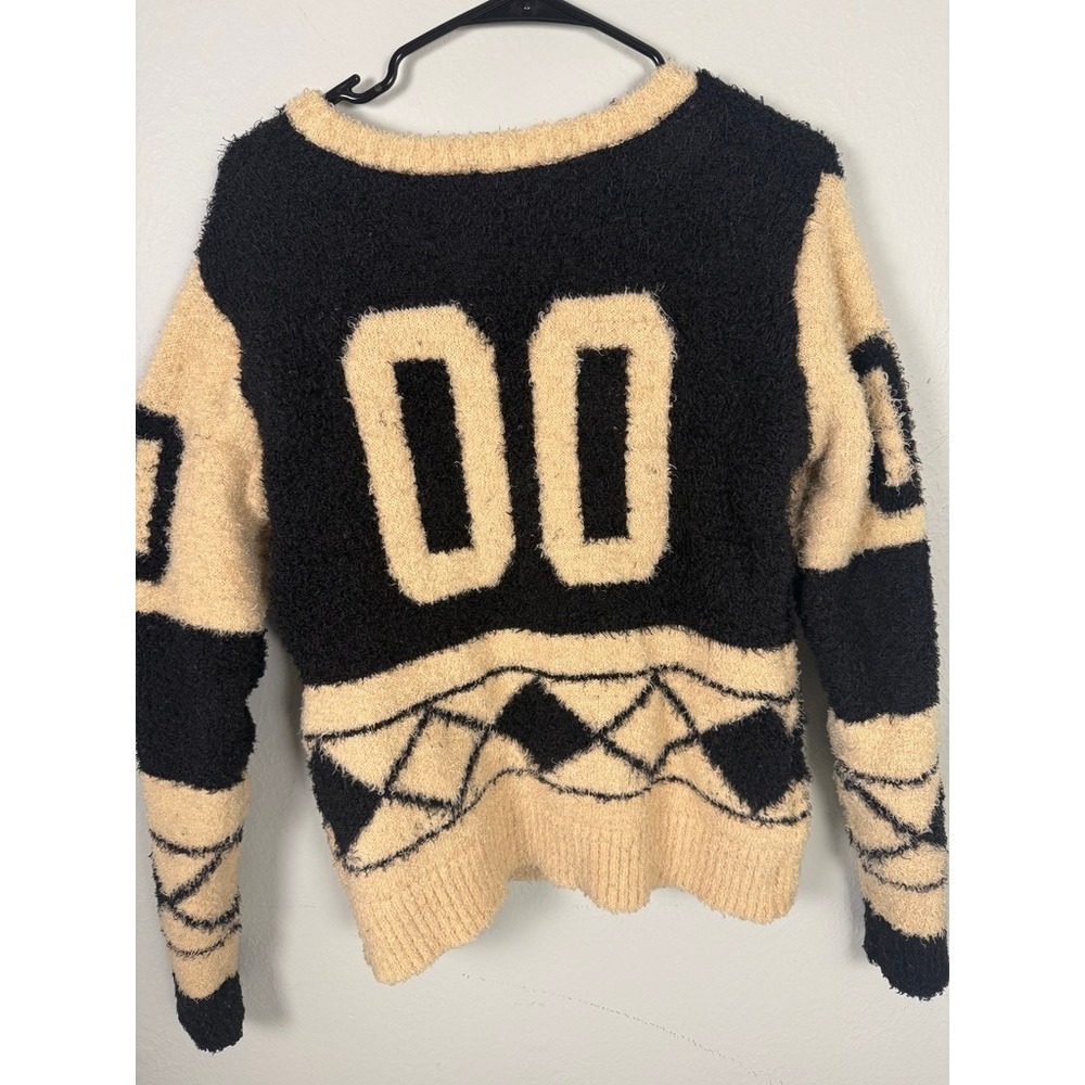NFL Team Apparel New Orleans Saints Fuzzy Knit Sweater Black Gold Womens S - Picture 2 of 4
